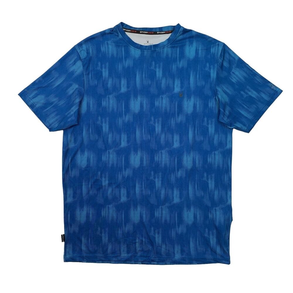 Spyder‎ Rash Guard Mens M Medium Blue Quick Dry Sun Protect Surfing Beach Water